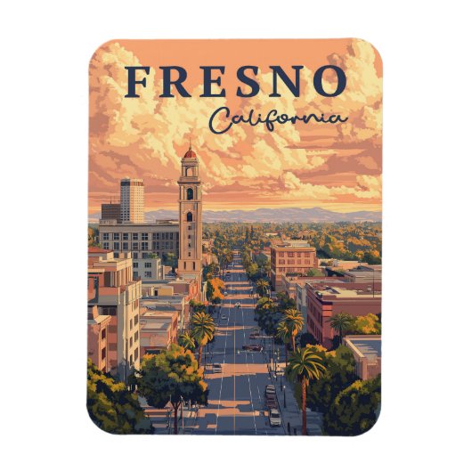 フレスノカリフォルニア都市景観 マグネット (縦)