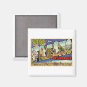 フレスノカリフォルニアCAヴィンテージラージレター マグネット (正面/裏面)