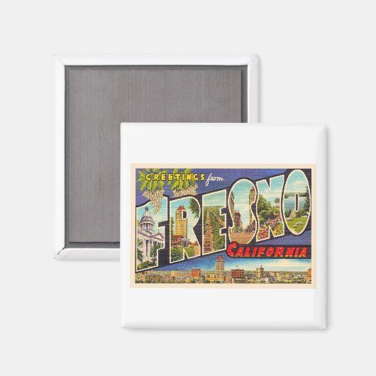 フレスノカリフォルニアCAヴィンテージラージレター マグネット (正面/裏面)