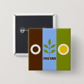 フレスノ市旗,カリフォルニア州ボタン 缶バッジ (正面&裏面)