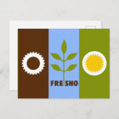 フレスノ市旗，カリフォルニア招待状ポスト インビテーションポストカード (正面/裏面)