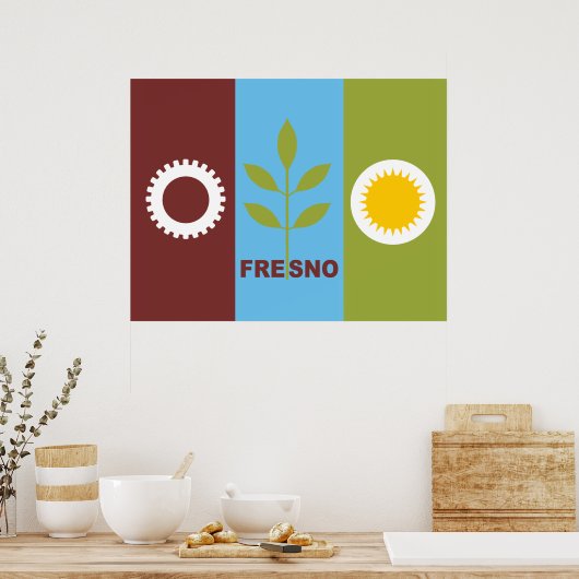 フレスノ市旗 ポスター (キッチン)