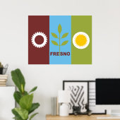 フレスノ市旗 ポスター (ホームオフィス)