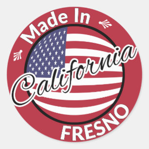 フレスノ・カリフォルニア製アメリカ合衆国スターストライプズ国旗 ラウンドシール