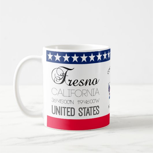 フレスノ、カリフォルニア、統一された州エレガント コーヒーマグカップ (左)