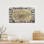 フレスノ、CAパノラママップ – 1901 ポスター (キッチン)