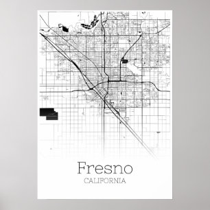 フレズノの地図-カリフォルニア-都市地図ポスター ポスター