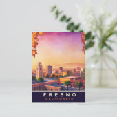 フレズノ, カリフォルニア, 都市スカイライン, 旅行 ポストカード (スタンド正面)