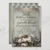 フレッエレガントクヴィンテージストライプのフローラシャンパン 招待状 (正面/裏面)