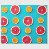 フレッカラフルシュオレンジとグレープファーの果実のパターン ラッピングペーパー (フラット)