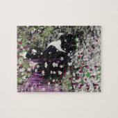 フレックスインフラワーズI白黒タキシード子猫 ジグソーパズル (横)