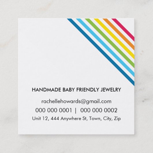 フレックールシュモダンカラフルはっきりしたレインボーストライプ スクエア名刺 (裏面)