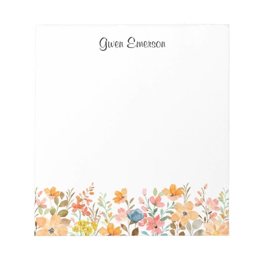 フレッシュおよびモダンフローラデザイン ノートパッド (正面)