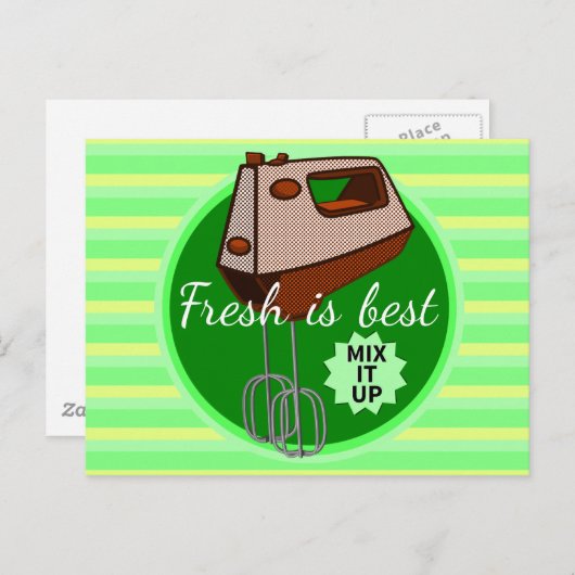 フレッシュが一番!レトロなミキサーデザイン ポストカード (正面/裏面)