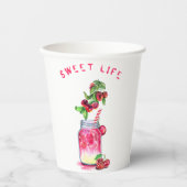 フレッシュさくらんぼドリンクパーティー紙カップカスタム文字 紙コップ (正面)