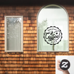 フレッシュでホットの珈琲はこちら ウィンドウサイン