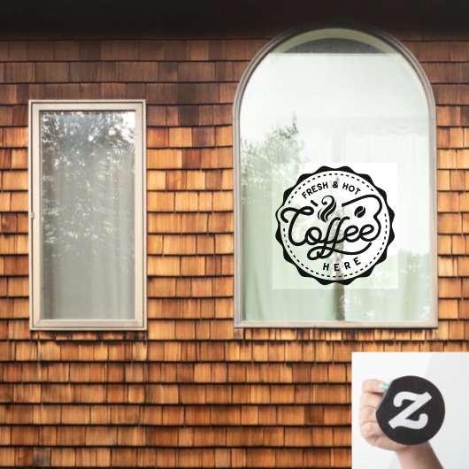 フレッシュでホットコーヒーあります ウィンドウサイン (ホームウィンドウ)