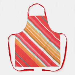 フレッシュと明るい赤と黄ストライプ色 エプロン