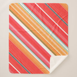 フレッシュと明るい赤と黄ストライプ色 シェルパブランケット