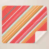 フレッシュと明るい赤と黄ストライプ色 シェルパブランケット (正面(横))