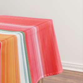 フレッシュと明るい赤と黄ストライプ色 テーブルクロス