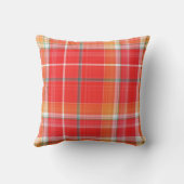 フレッシュと明るい赤と黄色のストライプと格子柄 クッション (裏面)