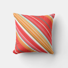 フレッシュと明るい赤と黄色のストライプと格子柄 クッション