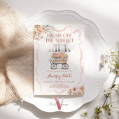 フレッシュなオフ・ザ・マーケット ブライダルシャワーの招待状（ピンク） 招待状