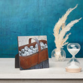 フレッシュなハマグリのヴィンテージ英語の木製バスケット フォトプラーク (インサイチュ)