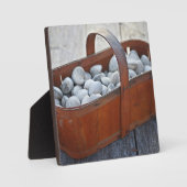 フレッシュなハマグリのヴィンテージ英語の木製バスケット フォトプラーク (正面)