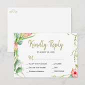 フレッシュなバラのガーデンウェディング 現代の返信カード 出欠カード (正面/裏面)