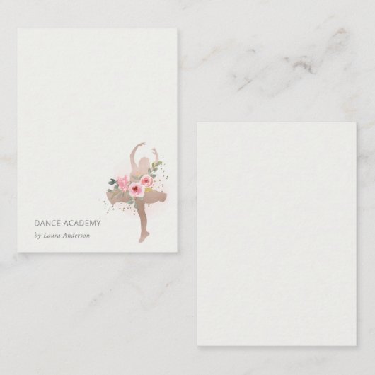 フレッシュなバラのゴールド フラワーダンサー ダンスアカデミーのロゴ ノートカード (正面/裏面)
