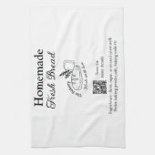 フレッシュなパン焼き屋に名前成分を追加Q rコードh キッチンタオル (縦)