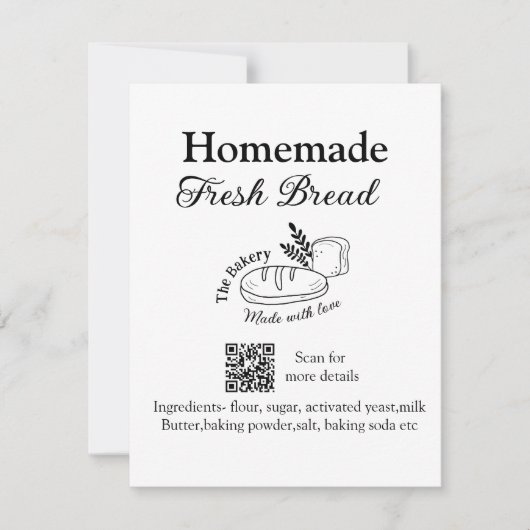 フレッシュなパン焼き屋に名前成分を追加Q rコードh ノートカード (正面)