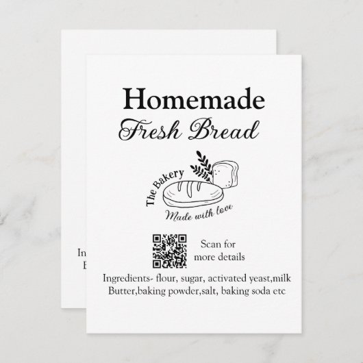 フレッシュなパン焼き屋に名前成分を追加Q rコードh ノートカード (正面/裏面)