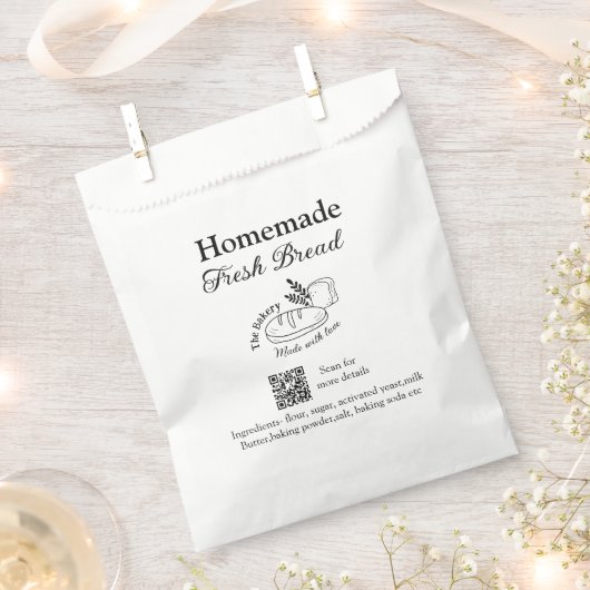 フレッシュなパン焼き屋に名前成分を追加Q rコードh フェイバーバッグ (クリップ留めされた状態)