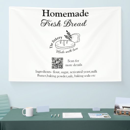 フレッシュなパン焼き屋に名前成分を追加Q rコードh 横断幕 (トレードショー)