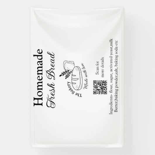 フレッシュなパン焼き屋に名前成分を追加Q rコードh 横断幕 (縦)