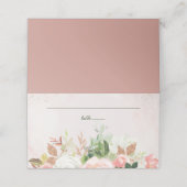 フレッシュなピンクとゴールドの水彩花 プレイスカード (外部開封)