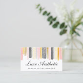 フレッシュなピンクとローズゴールドの水彩ペイント 名刺 (スタンド正面)