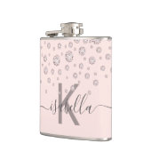 フレッシュなピンクのダイヤモンド ローズゴールドのモノグラムスクリプト フラスク (左)