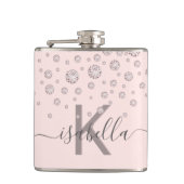 フレッシュなピンクのダイヤモンド ローズゴールドのモノグラムスクリプト フラスク (正面)