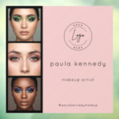 フレッシュなピンクのモダン写真メイク 3写真スクエア ウィンドウサイン (シート3)