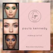 フレッシュなピンクのモダン写真メイク 3写真スクエア ウィンドウサイン (シート2)