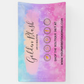 フレッシュなピンクの水彩とモダンゴールドの幾何学的なエレガントスタイル 横断幕 (縦)