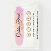 フレッシュなピンクの水彩とモダンゴールドの幾何学的なエレガントスタイル 横断幕 (縦)