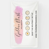 フレッシュなピンクの水彩とモダンゴールドの幾何学的なエレガントスタイル 横断幕 (縦)