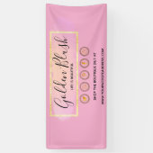 フレッシュなピンクの水彩とモダンゴールドの幾何学的なエレガントスタイル 横断幕 (縦)