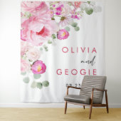 フレッシュなピンクの水彩花ペオニーのウェディング タペストリー (インサイチュ)