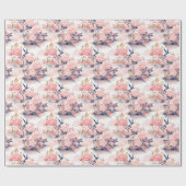フレッシュなピンクの花をあしらったアジアンテイストの華麗な包装紙 ラッピングペーパー (フラット)